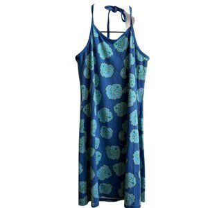 Y2K Hawaiian Tropical Floral Print Halter Dress Size Large 10 -12